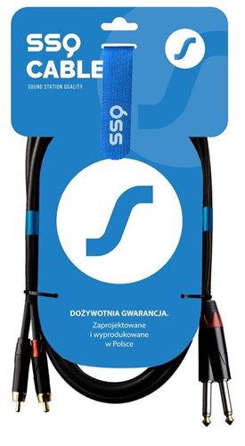 Cablu Audio SSQ 2x RCA- 2x Jack Mono 6.3mm, 1m (Negru)