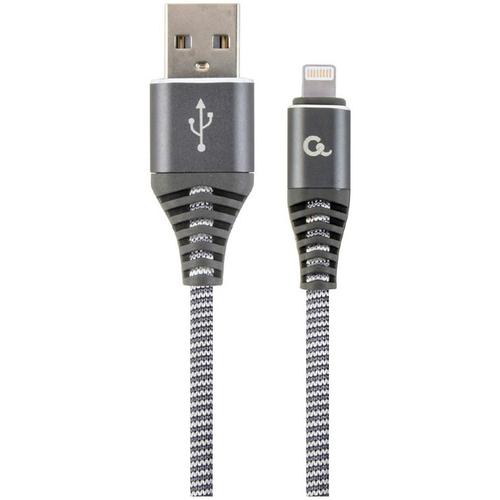 Cablu alimentare si date Gembird, USB 2.0 (T) la Lightning (T), 1m, CC-USB2B-AMLM-1M-WB2, Gri / Alb