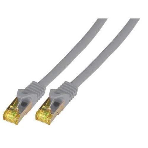 Cablu de retea din fibra optica realizat pe cablu brut, EFB Elektronik, S/FTP Cat.7 cu mufe cat6A RJ45 LSZH 3m, Gri