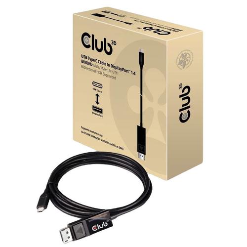 Cablu Club3D CAC-1557, DisplayPort 1.4 - USB 3.1 tip C, 1.8 m, Negru
