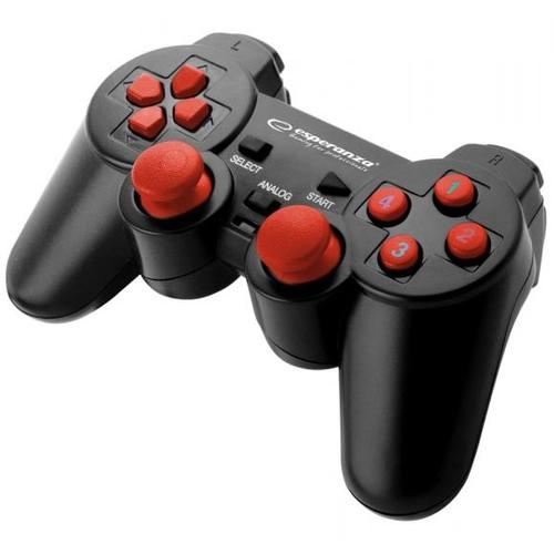 Gamepad, Esperanza, USB, Negru/Rosu