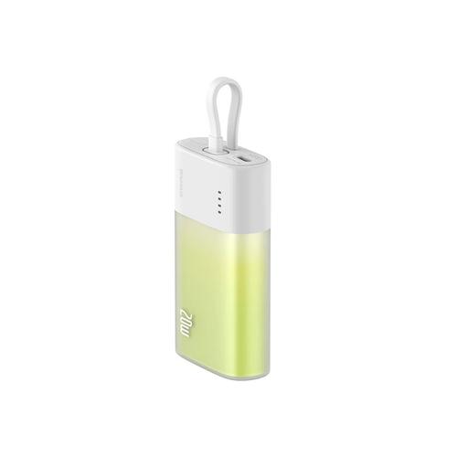 Acumulator Extern Baseus Popsicle 5200 mAh, 20W, cablu Lightning incorporat, pentru Apple iPhone (Alb/Verde)