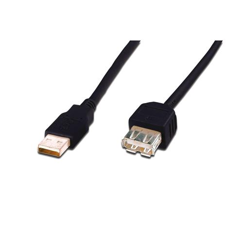 Cablu prelungitor, Assmann, USB 2.0, tip A, 3m, Negru