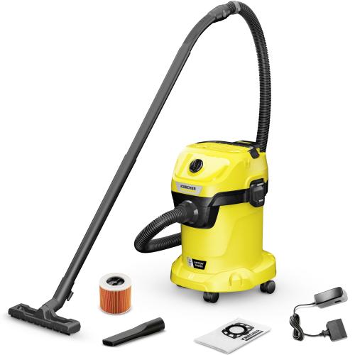 Aspirator umed-uscat Karcher WD 3-18 Battery Set, 1.628-551.0, Aspirare umeda si uscata, Baterie de 18 V, Recipient de 17 L, Furtun de 2 m, Functie de suflare, Filtru cartus, include bateria Karcher de 18 V/5,0 Ah si incarcator de baterie (Galben/Negru) Aspirator umed-uscat Karcher WD 3-18 Battery Set, 1.628-551.0, Aspirare umeda si uscata, Baterie de 18 V, Recipient de 17 L, Furtun de 2 m, Functie de suflare, Filtru cartus, include bateria Karcher de 18 V/5,0 Ah si incarcator de baterie (Galben/Negru)