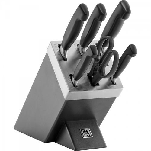 Set 5 cutite cu suport, Zwilling, Gri/Negru Set 5 cutite cu suport, Zwilling, Gri/Negru