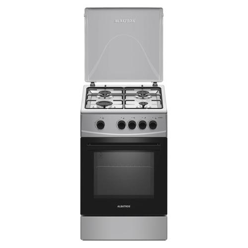 Aragaz Albatros AL452BXS, 4 Arzatoare gaz, Cuptor gaz, Siguranta plita si cuptor, Geam dublu la cuptor, Inox/ Argintiu