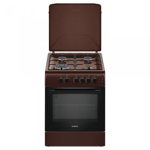 Aragaz Samus SM664MPGS, 4 arzatoare + cuptor pe gaz, Grill, Timer, Arzator WOK (Maro)