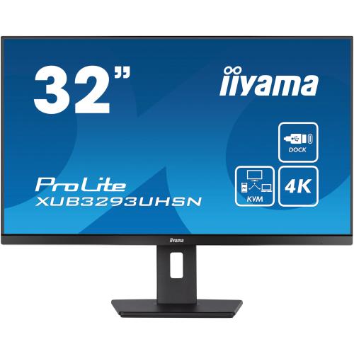 Monitor IPS LED IIYAMA ProLite 31.5inch XUB3293UHSN-B5LED, UHD (3840 x 2160), HDMI, DisplayPort,  Pivot, 4 ms (Negru)