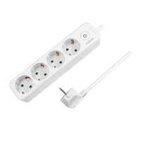 Prelungitor LogiLink LPS245, cu intrerupator iluminat, 4 prize, IP20, H05VV-F 3G 1.5 mm², cordon 1.5m, Alb