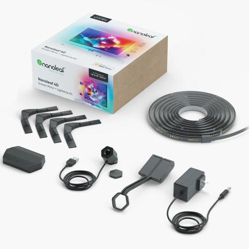 Kit Banda LED RGBIC inteligenta pentru TV/Monitor Nanoleaf 4D + TV Screen Mirror (camera), Wi-Fi, 275lm/m, up to 85\'\'/216cm, control vocal, 5.2m
