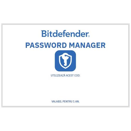 Bitdefender Password Manager pentru iOS si Android, 1 an, 1 cont, scratch card