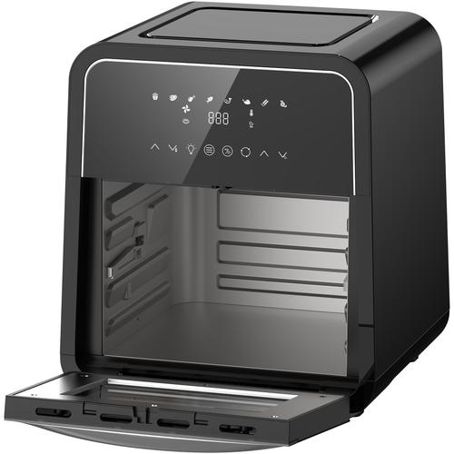 Friteuza cu aer cald Heinner Masterfry HAF-B12BK2000, 2000w, functie cuptor, capacitate: 12l, display digital cu control touch, timer 60 min, deshidratare 24h, temperatura 30-200 grade, 8 programe presetate, 3 nivele de gatire, oprire automata, Negru