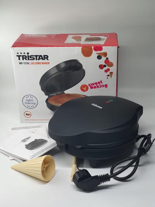 Aparat pentru conuri de inghetata Tristar WF-1170, 700 W, Acoperire antiaderenta, Accesoriu pentru conuri, Negru