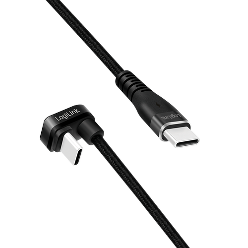 Cablu alimentare si date LOGILINK, pentru smartphone, USB 2.0, USB Type-C (T) la USB Type-C (T) la 180 grade, 3m, Negru