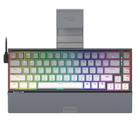 Tastatura gaming mecanica Bluetooth cu si fara fir Redragon Shaco PRO, iluminare RGB, suport detasabil pentru telefon sau tableta, Gri