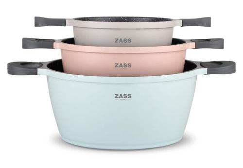 Set 3 oale antiaderente din aluminiu turnat sub presiune Zass Gourmet ZG-ACS 02 , Pastel