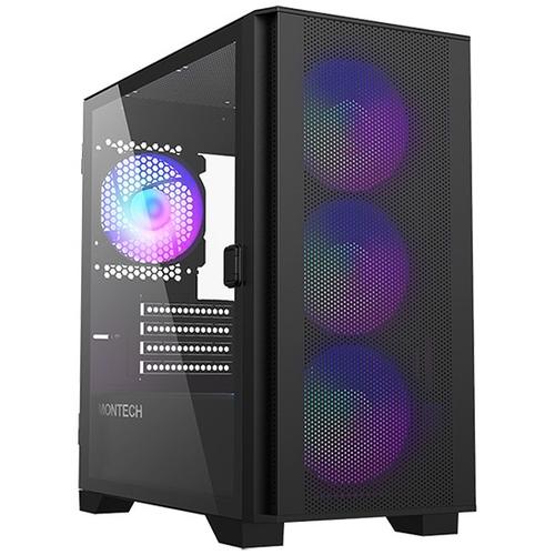 Caracasa Montech AIR 100 ARGB, fara sursa, mesh, tempered glass (Negru)