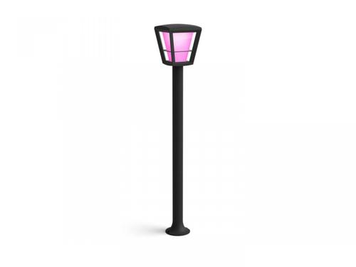 Stalp tip felinar LED RGB pentru exterior Philips Hue Econic, 15W (79W), 1150 lm, lumina alba si color (2000-6500K), IP44, 1000x163mm, Negru