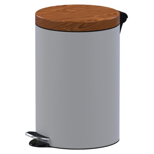Cos de gunoi cu pedala Studio Casa, Metal, 5L, Alb/Wood
