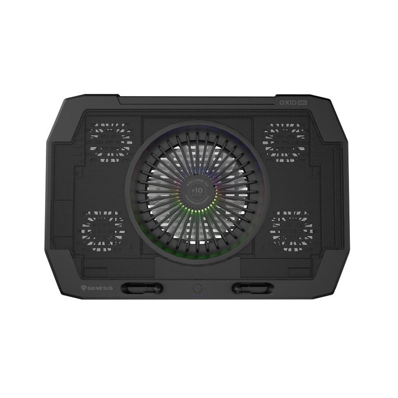 Notepad Cooler Cooler laptop Genesis Oxid 850, 5 ventilatoare, Lumina LED, Negru ...