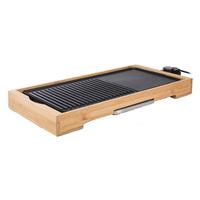 Grătar electric, Tristar, 2000W, 36x24.4 cm, cadru bambus, plita încorporată, tava antipicurare, suprafață non aderența