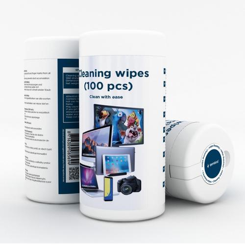 Set 100 bucati servetele umede, Gembird, pentru curatarea ecranelor LCD / TFT