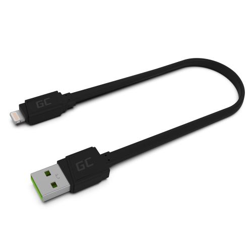 Cablu tip USB-Lightning de 25cm, Green Cell Gcmatte, incarcare rapida, compatibil cu Apple iPhone 13 12 11 SE Pro/Max | iPhone X XR XS | iPhone 8 7 Plus | iPhone 6 6S 5 5C 5S Plus | iPad