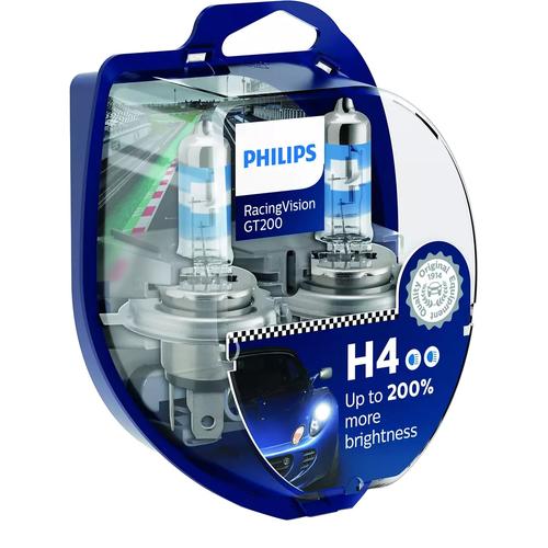 Set 2 Becuri auto PHILIPS Racing Vision GT200 H4 12V 60/55W P43T-39