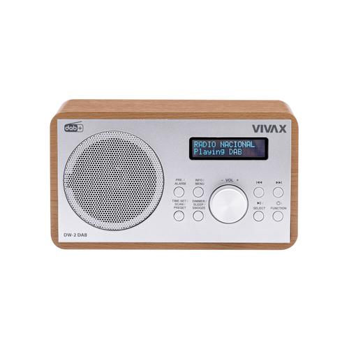 Radio cu ceas Vivax DW-2 DAB, 5W, FM, DAB+, Bluetooth, afisaj LED, 30 posturi presetate, carcasa lemn, maro Radio cu ceas Vivax DW-2 DAB, 5W, FM, DAB+, Bluetooth, afisaj LED, 30 posturi presetate, carcasa lemn, maro