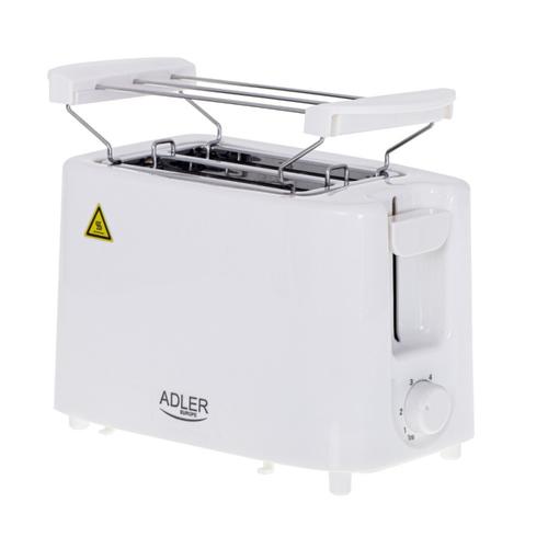 Toaster de paine ADLER AD 3223, 900W, doua felii, 6 nivele, Incalzire, Alb
