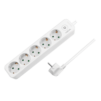 Prelungitor LogiLink LPS246, cu intrerupator iluminat, 5 prize, IP20, H05VV-F 3G 1.5 mm², cordon 1.5m, Alb