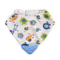 Baveta tip bandana Lorelli, cu jucarie dentitie, bumbac, Boy, Albastru