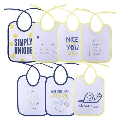 Set 7 bavete Lorelli, bumbac ambele fete, 20 X 25,5 cm, inchidere cu snur, Unisex