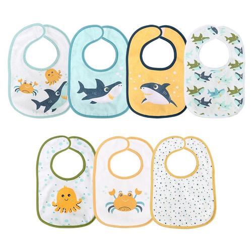 Set 7 bavete bumbac si peva, Lorelli, 30 x 19 cm, inchidere cu banda velcro, Unisex