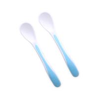 Set 2 lingurite cu suport, Lorelli, 6 luni+, polipropilena, forma anatomica, Blue