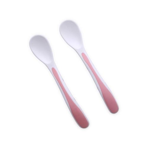 Set 2 lingurite cu suport, Lorelli, 6 luni+, polipropilena, forma anatomica, Pink
