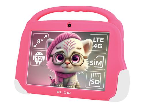 Tableta Blow KidsTAB8, Procesor UNISOC T606 Octa-Core, 4GB RAM, 64GB Flash, 5MP+8MP, Wi-Fi, Bluetooth, 4G, Android 12 (Roz)