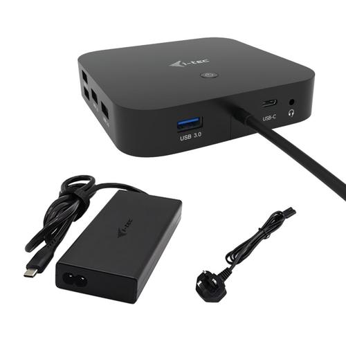 Docking Station, I-TEC, USB-C, HDMI, Dual DP, Power Delivery 100W + incarcator universal 100W, Negru