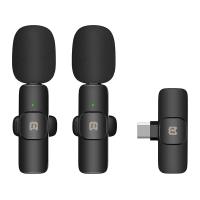 Set microfoane tip lavaliera PU3151B Puluz si recepetor cu USB-C, Omnidirectional, USB-C, Wireless, 2 bucati, Negru