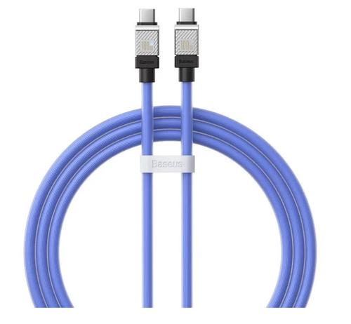 Cablu de date Baseus Coolplay, USB-C la USB-C, 100W, 1m (Albastru)