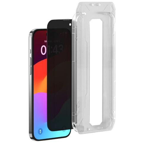 Folie Devia Sticla Van Series Full Privacy compatibila cu iPhone 15, cu kit montare (Negru)