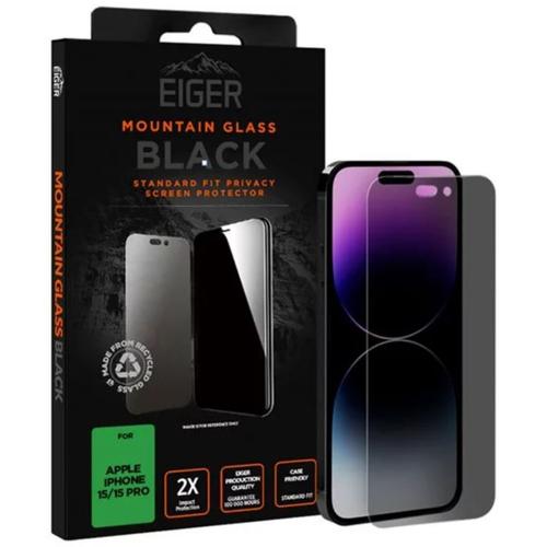 Folie de protectie Eiger Sticla 2.5D Mountain Glass Privacy pentru iPhone 15 / 15 Pro (Negru)