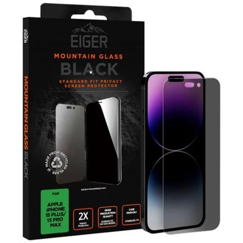 Folie de protectie Eiger Sticla 2.5D Mountain Glass Privacy pentru iPhone 15 Plus / 15 Pro Max (Negru)