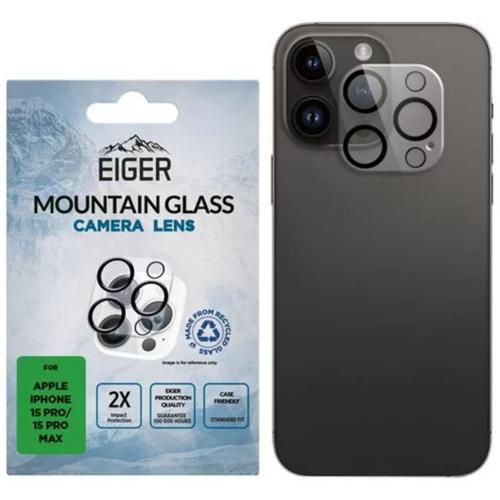 Folie de protectie Eiger 3D Mountain Glass ClearSticla pentru Camera iPhone 15 Pro / 15 Pro Max (Transparent)
