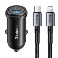 Incarcator Auto Mcdodo 1xType-C Fast Charging PD 30W, cablu Type-C la Lightning 1.2m (Negru)