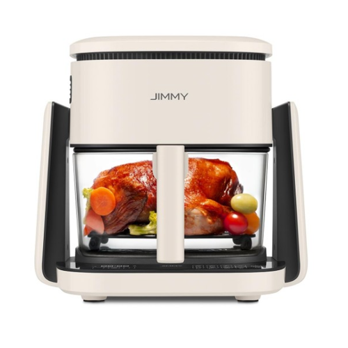 Friteuza cu aer cald JIMMY Air Fry AF3, 1100 W, 4 L, bol transparent, 8 programe, Display HD Touch Screen (Bej)