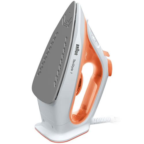 Fier de calcat Braun TexStyle 1 SI1009OR, 1900 W, abur variabil 25g/min, jet de abur 120g/min, rezervor 220 ml, talpa ceramica, sistem antipicurare (Alb/Portocaliu)