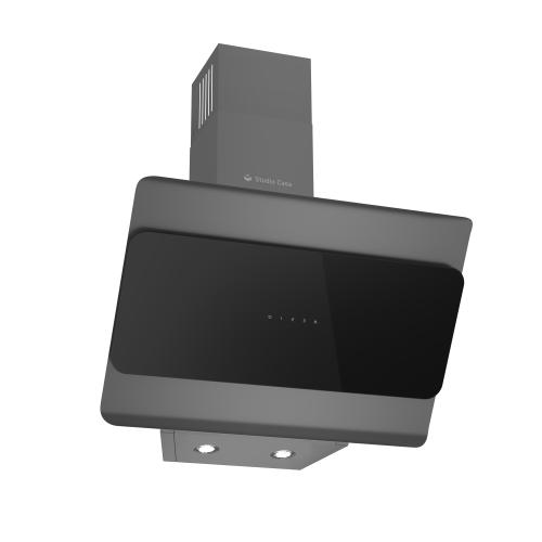 Hota decorativa Studio Casa Lenno Black, 60 cm, 1 Motor Tubo, Putere de absorbtie 400 m3/h, Metal si sticla (Negru)