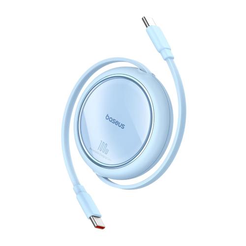 Cablu Baseus Free2Draw Mini, Retractabil, USB-C la USB-C, 100W, 1m (Albastru)