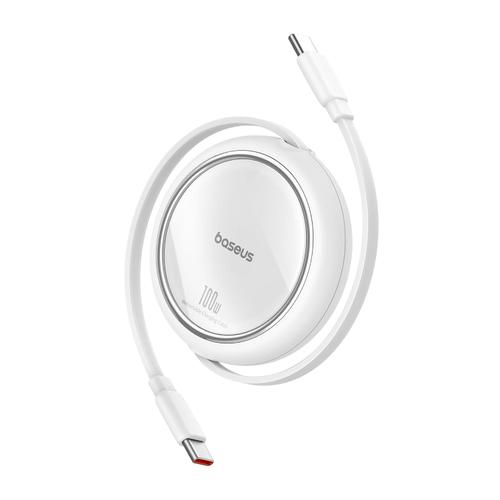 Cablu Baseus Free2Draw Mini, Retractabil, USB-C la USB-C, 100W, 1m (Alb)